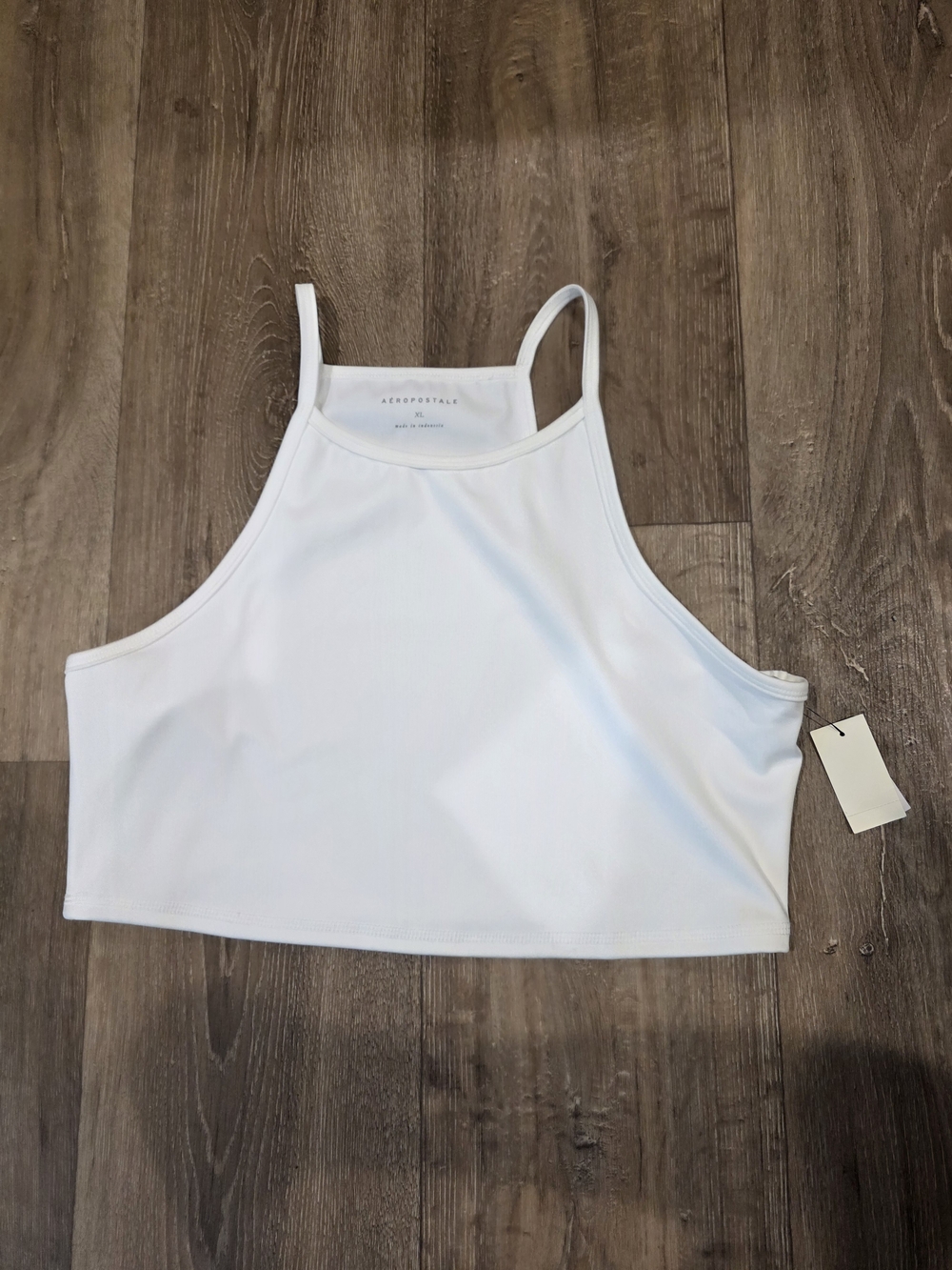 Aeropostale White High Neck Cropped Tank